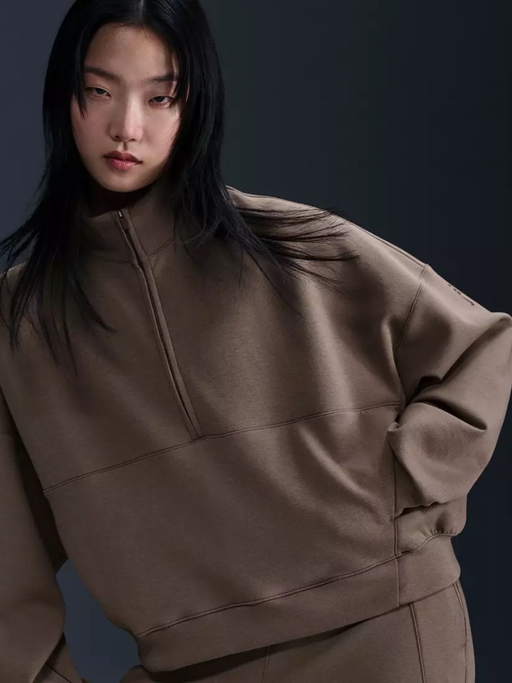 Nike 24.7 ImpossiblySoft Women's Dri-FIT Oversized 1/2-Zip Size XL Brown NWT